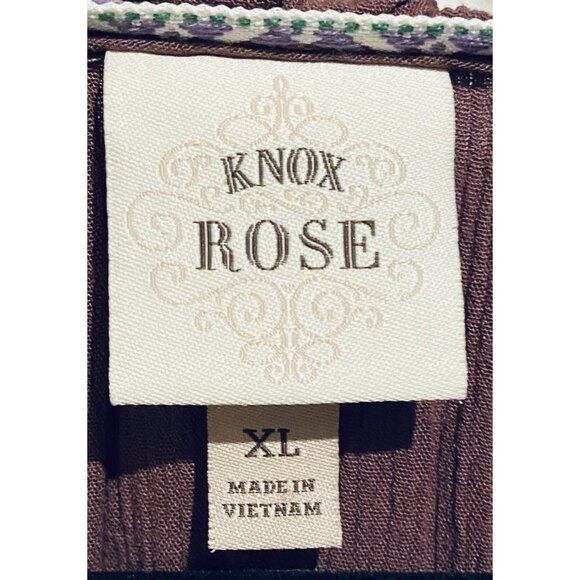 Knox Rose Dress Womens XL Pink Mauve Crinkle Gauze Pleated Crochet Boho Peasant - Picture 6 of 7